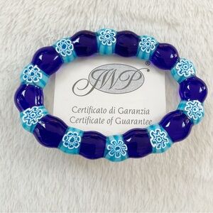 Murano Glass Mini Picture Frame Blue Aqua Millefiori Murrine Italy 3”